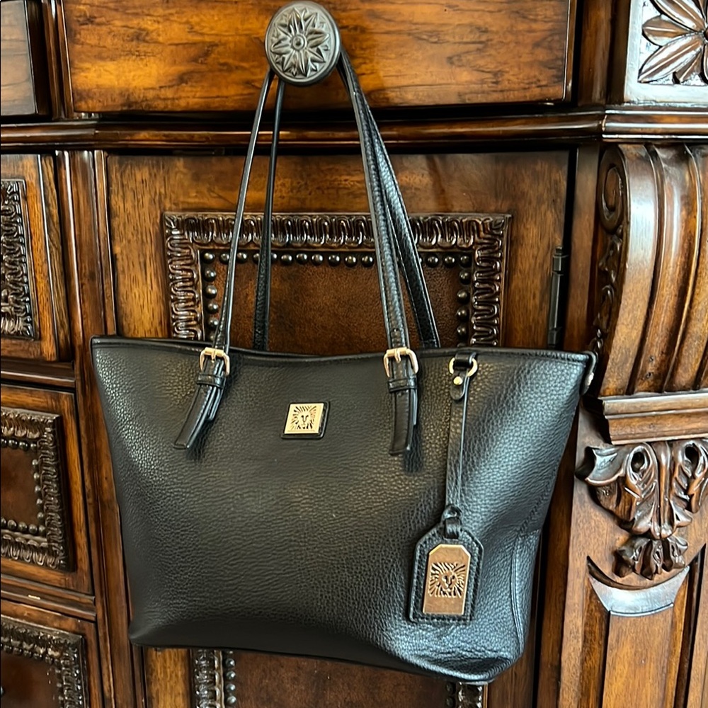 Anne Klein Black Faux Leather Tote Bag